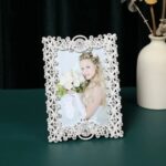 Photo Frames European-style white hollow photo frame with diamond inlays