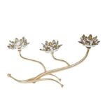 Craft Decorations 3‑Head Lotus Crystal Candlestick