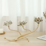 Craft Decorations 3‑Head Lotus Crystal Candlestick